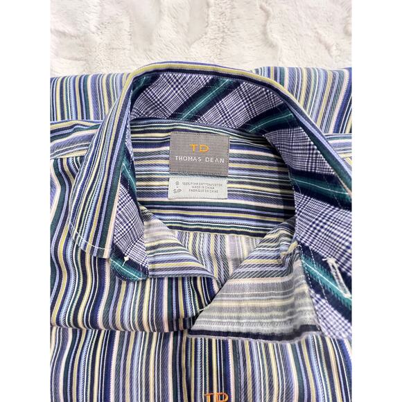 Thomas Dean Boys Shirt Sz S 8 Button Down Long Sleeve SET 2 Striped / Print TD - Picture 11 of 14